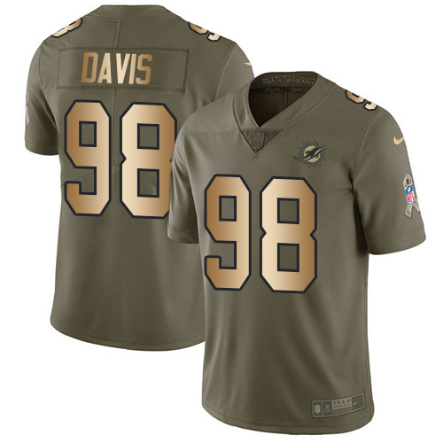 Miami Dolphins #98 Raekwon Davis Olive Gold Men Stitched NFL Limited 2017 Salute To Service Jersey
